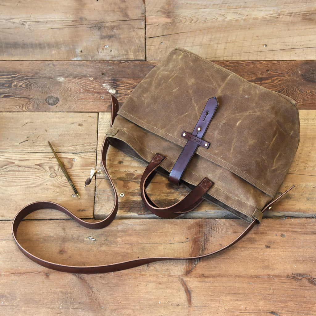 The Market Tote - Fine Leather & Waxed Canvas Bag Purse - Holtz Leather