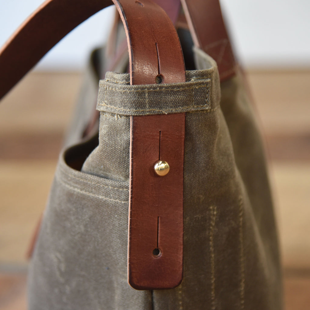 The Market Tote - Fine Leather & Waxed Canvas Bag Purse - Holtz Leather
